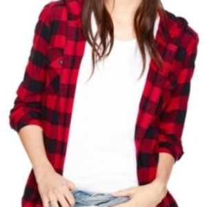 Aritzia TNA Brewster Hooded Shirt Plaid Button Down!